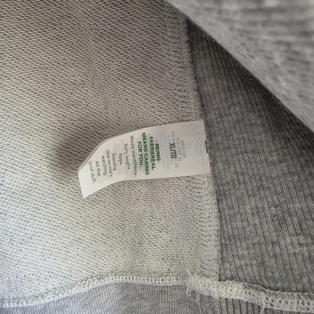 Aerie Gray Puff Sleeve Cropped Sweatshirt Sz XL - Picture 6 of 10